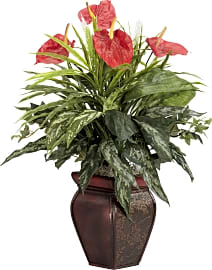 Nearly Natural Mixed Greens and Anthurium