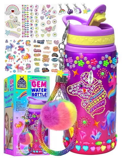 Purple Ladybug Gem Water Bottle